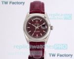 Replica TW Factory Rolex Day-Date 36MM 904L Stainless Steel Case Red Dial Watch 